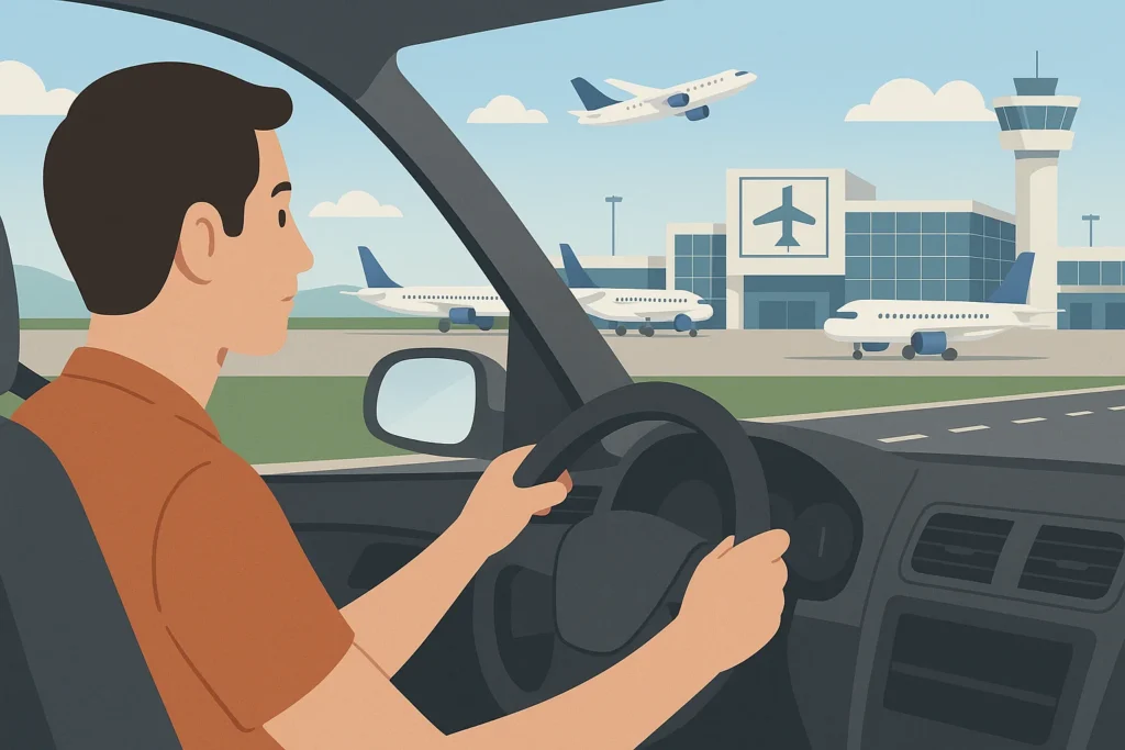 Imagem horizontal ilustrando o governo concedendo 9 aeroportos em MS, impacto para o motorista, sem textos escritos