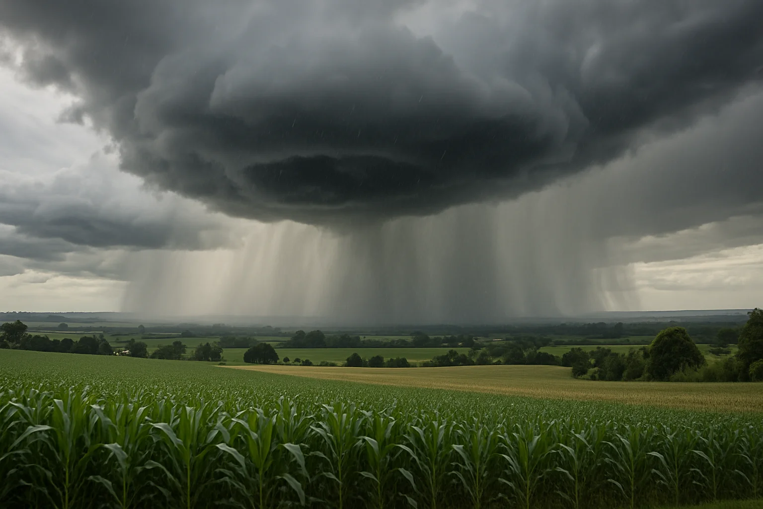 Imagem representando zona baixa pressão provocando chuva forte no Brasil, indicando risco de temporais